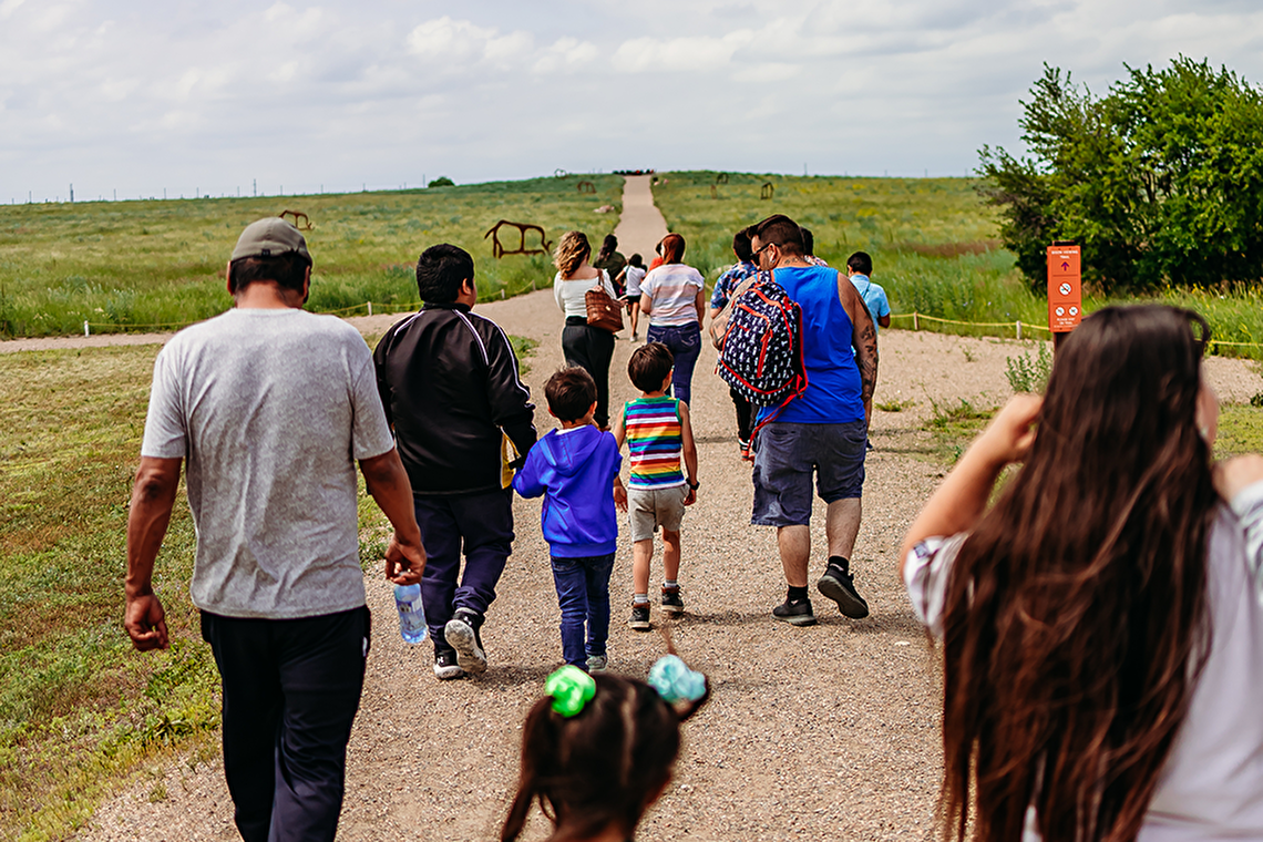 Group of families walking