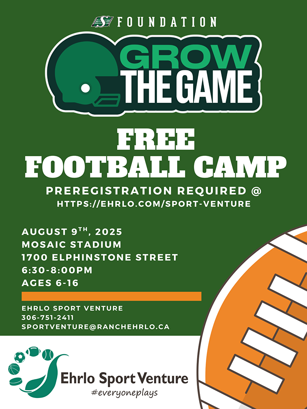 Football poster for a summer camp